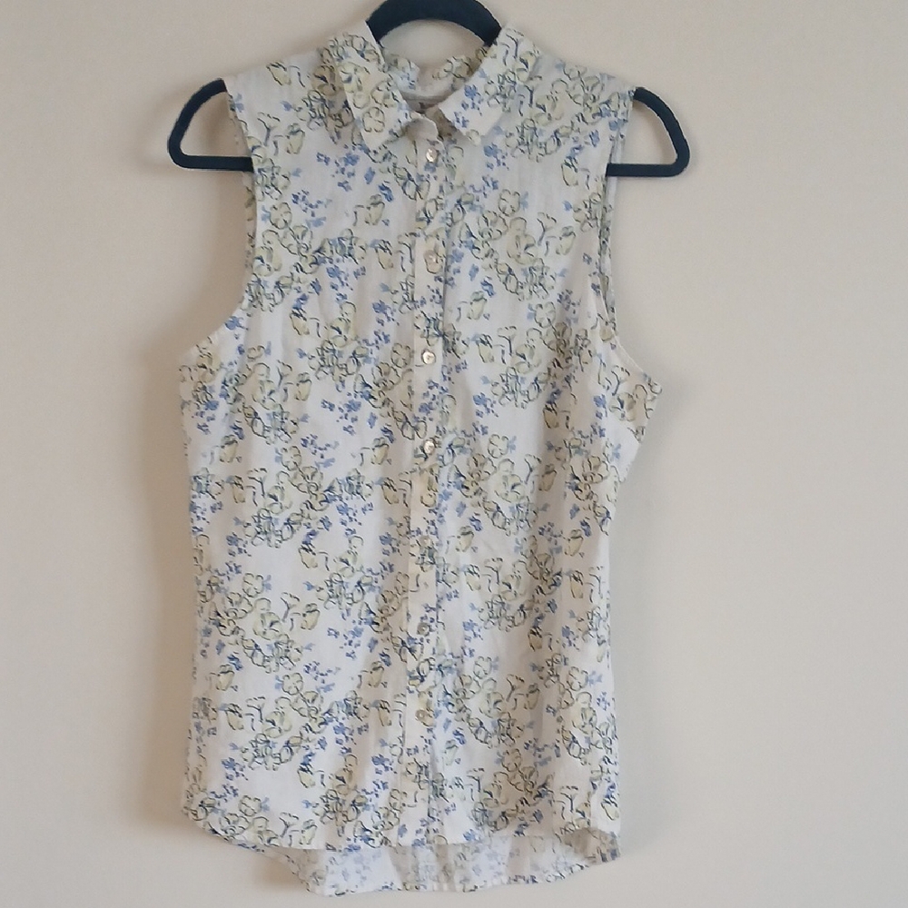 TU Sainsburys Linen blend  Women's sleeveless floral top Size UK 10- US Sz 6